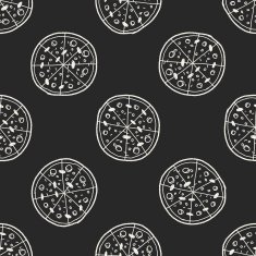 Doodle Pizza seamless pattern background N8