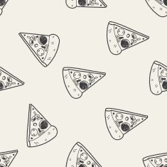Doodle Pizza seamless pattern background N9