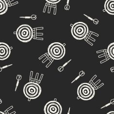dart and target doodle seamless pattern background N2
