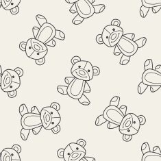 Doodle Teddy seamless pattern background N4