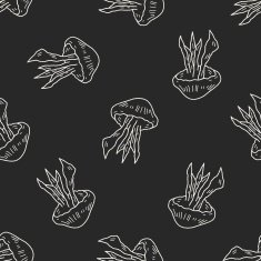 Jellyfish doodle seamless pattern background N4