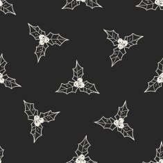 Poinsettia doodle drawing seamless pattern background N3