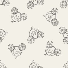Pumpkin carriage doodle seamless pattern background