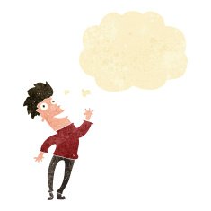 cartoon happy man with thought bubble N516