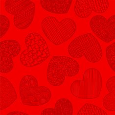 Seamless pattern with sketching hearts red