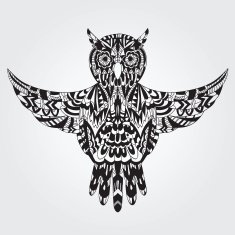 Ornamental hand-drawn owl N2