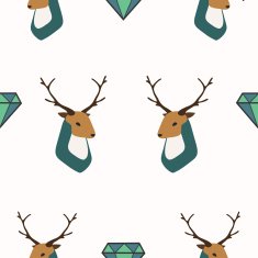Seamless vector pattern with deers and diamonds