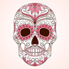 Day of The Dead colorful Skull with floral ornament N5