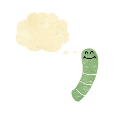 cartoon worm with thought bubble N17