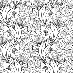 Vector Seamless Monochrome Floral Pattern N250