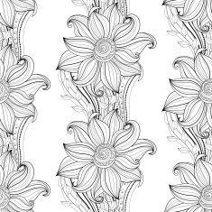Vector Seamless Monochrome Floral Pattern N251