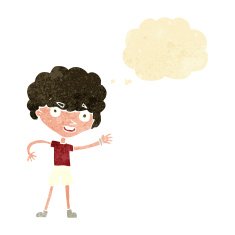 cartoon sporty person with thought bubble N10