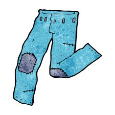 cartoon patched old jeans N44