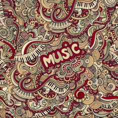 doodles music seamless pattern