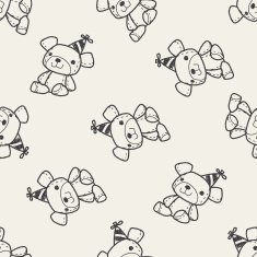 Doodle Teddy seamless pattern background N5