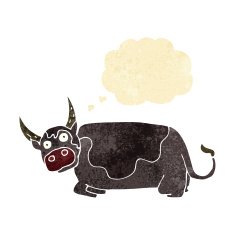 cartoon bull with thought bubble N33