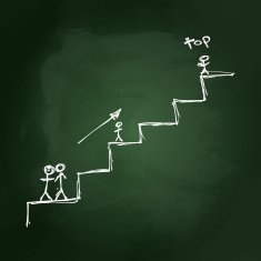Stick people climbing some stairs N2