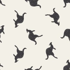 kangaroo doodle seamless pattern background N4