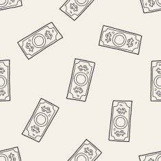 money doodle drawing seamless pattern background N4