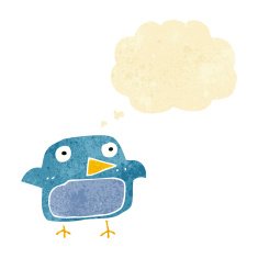 cartoon bluebird with thought bubble N12