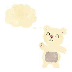 cartoon polar bear with thought bubble N67