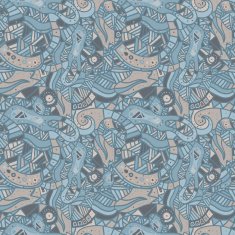 Hand drawn seamless pattern with wave curl and triangle