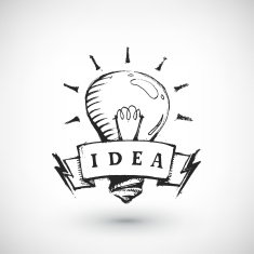 Hand drawn banner with light bulb