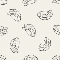 soup doodle seamless pattern background N4