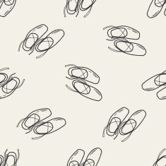 ballet shoes doodle seamless pattern background N2