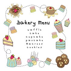Bakery doodle menu bakery white