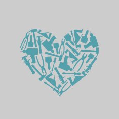 Symbol heart of carpentry tools Logo for shop