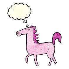 cartoon horse with thought bubble N42