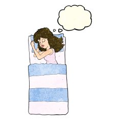 cartoon sleeping woman with thought bubble N11