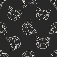 Doodle Pig seamless pattern background