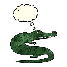 cartoon crocodile with thought bubble N58
