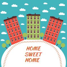 Cartoon city vector banner