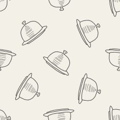 food tray doodle seamless pattern background N2