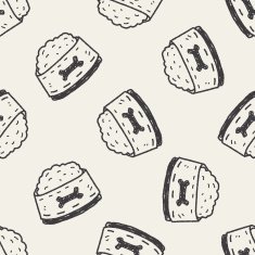 doodle dog food seamless pattern background N3