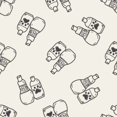 Pet shampoo doodle seamless pattern background