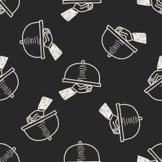 food tray doodle seamless pattern background N3