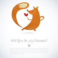 Vector vintage love card with cute animal N10