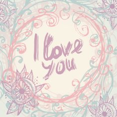 I love you Greeting Card template vintage hand lettering calligraphy ...
