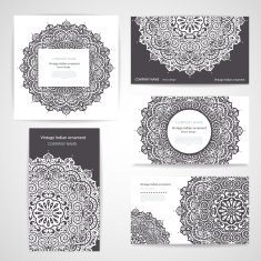 Set of banners with floral Indian ornaments can be used N15