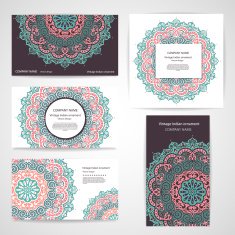 Set of banners with floral Indian ornaments can be used N16
