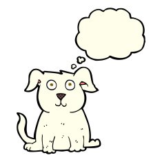 cartoon happy dog with thought bubble N96