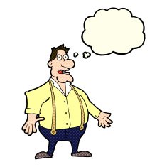 cartoon shocked man with thought bubble N121