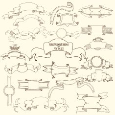Hand Drawn ribbons set N2