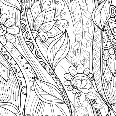 Vector Seamless Monochrome Floral Pattern N254