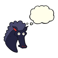 cartoon horse head with thought bubble N11