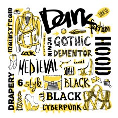 Vector set dark fashion cyberpunk style N8